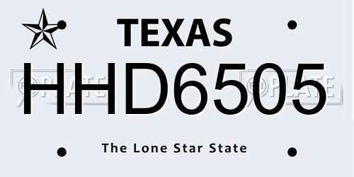 HHD6505 Texas License Plate