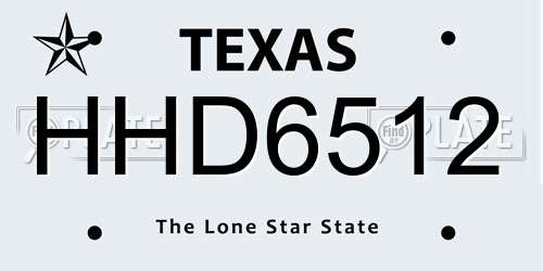 HHD6512 Texas License Plate