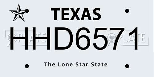 HHD6571 Texas License Plate