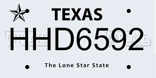 HHD6592 Texas License Plate