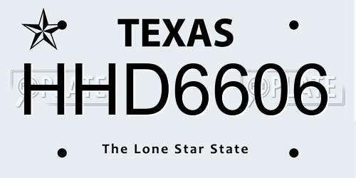 HHD6606 Texas License Plate
