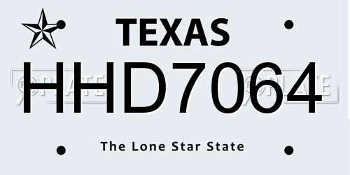 HHD7064 Texas License Plate