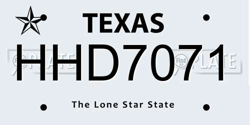 HHD7071 Texas License Plate