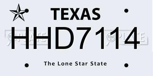 HHD7114 Texas License Plate