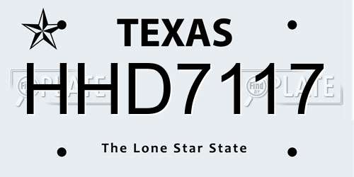 HHD7117 Texas License Plate