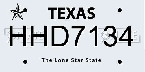 HHD7134 Texas License Plate