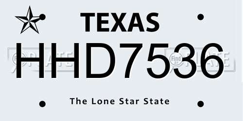 HHD7536 Texas License Plate