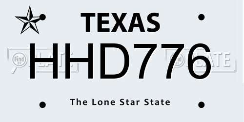 HHD776 Texas License Plate