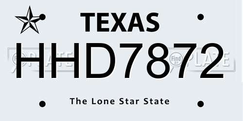 HHD7872 Texas License Plate