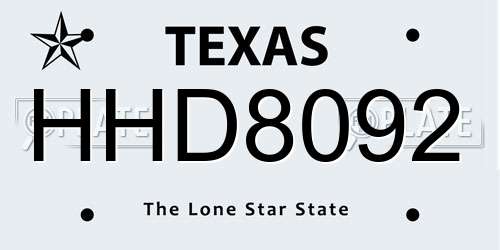 HHD8092 Texas License Plate