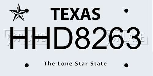 HHD8263 Texas License Plate