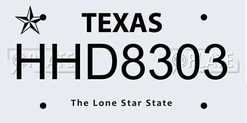 HHD8303 Texas License Plate