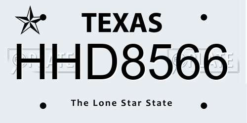 HHD8566 Texas License Plate