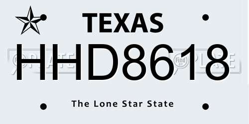 HHD8618 Texas License Plate