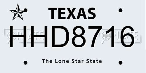 HHD8716 Texas License Plate