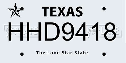 HHD9418 Texas License Plate