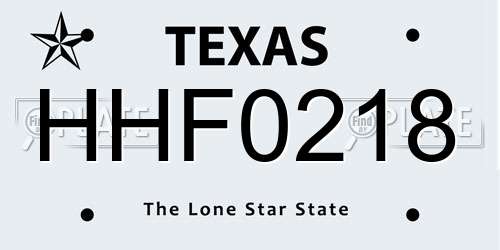 HHF0218 Texas License Plate