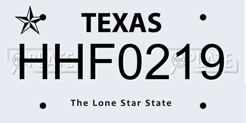 HHF0219 Texas License Plate