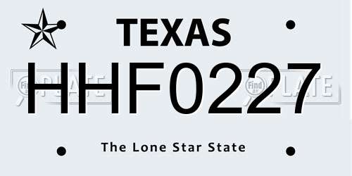 HHF0227 Texas License Plate