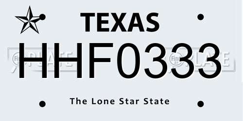 HHF0333 Texas License Plate