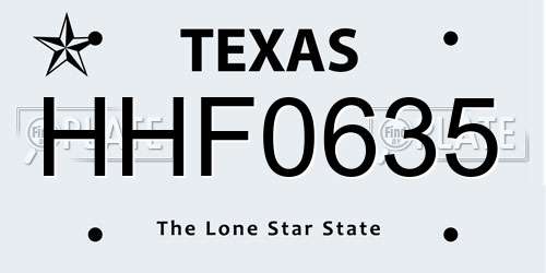 HHF0635 Texas License Plate