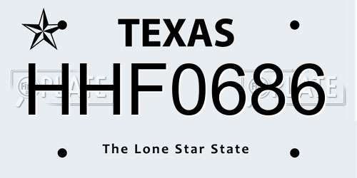HHF0686 Texas License Plate