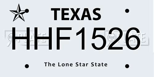 HHF1526 Texas License Plate