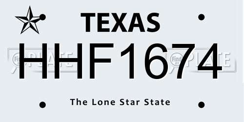 HHF1674 Texas License Plate