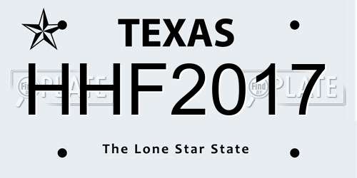HHF2017 Texas License Plate