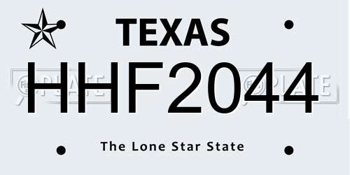 HHF2044 Texas License Plate