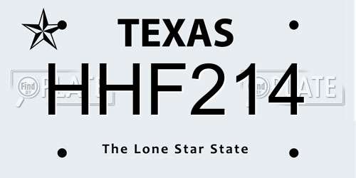 HHF214 Texas License Plate