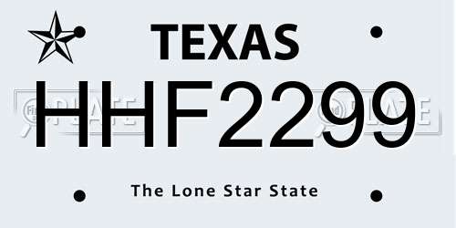 HHF2299 Texas License Plate