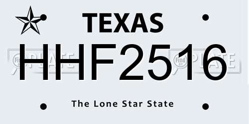 HHF2516 Texas License Plate