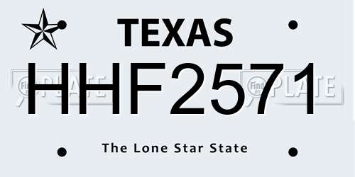 HHF2571 Texas License Plate