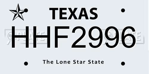 HHF2996 Texas License Plate