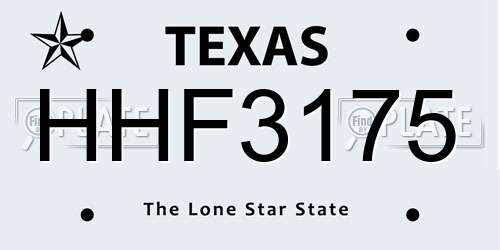 HHF3175 Texas License Plate