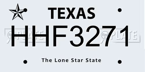 HHF3271 Texas License Plate