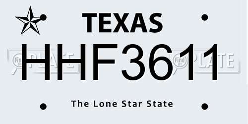 HHF3611 Texas License Plate