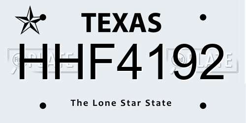 HHF4192 Texas License Plate