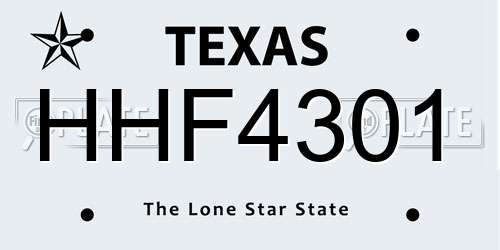 HHF4301 Texas License Plate