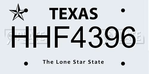 HHF4396 Texas License Plate