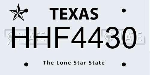HHF4430 Texas License Plate