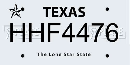 HHF4476 Texas License Plate