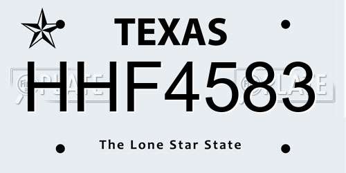 HHF4583 Texas License Plate
