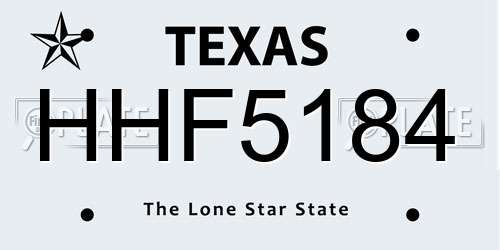 HHF5184 Texas License Plate