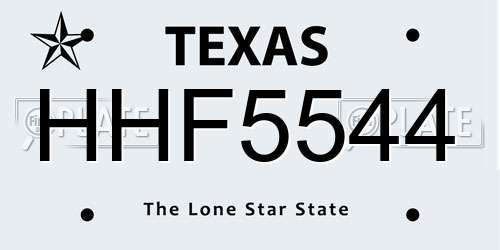HHF5544 Texas License Plate