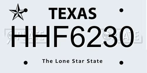 HHF6230 Texas License Plate