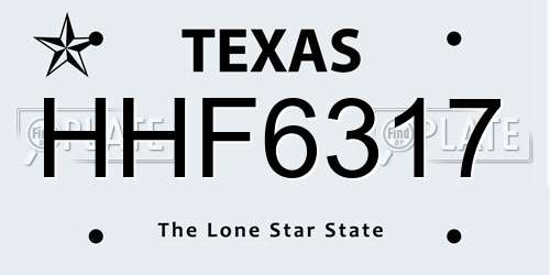 HHF6317 Texas License Plate