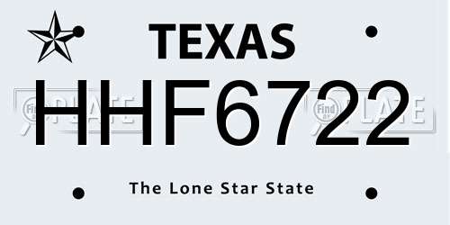 HHF6722 Texas License Plate