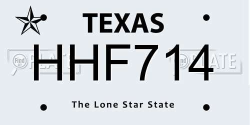 HHF714 Texas License Plate